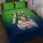 Personalized Canberra Raiders Quilt Bed Set Easter Mascot - Colorful Eggs Cartoon Style