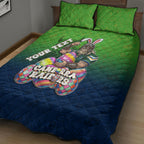 Personalized Canberra Raiders Quilt Bed Set Easter Mascot - Colorful Eggs Cartoon Style