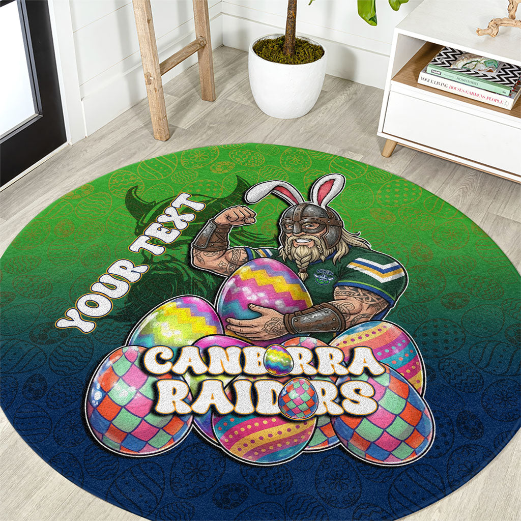 Personalized Canberra Raiders Round Carpet Easter Mascot - Colorful Eggs Cartoon Style