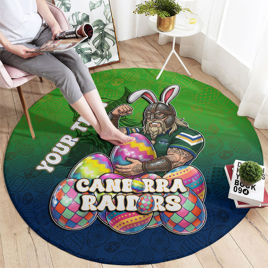 Personalized Canberra Raiders Round Carpet Easter Mascot - Colorful Eggs Cartoon Style