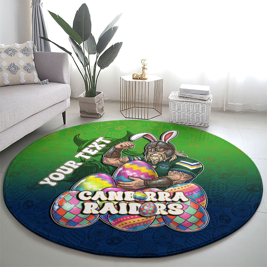 Personalized Canberra Raiders Round Carpet Easter Mascot - Colorful Eggs Cartoon Style