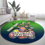 Personalized Canberra Raiders Round Carpet Easter Mascot - Colorful Eggs Cartoon Style