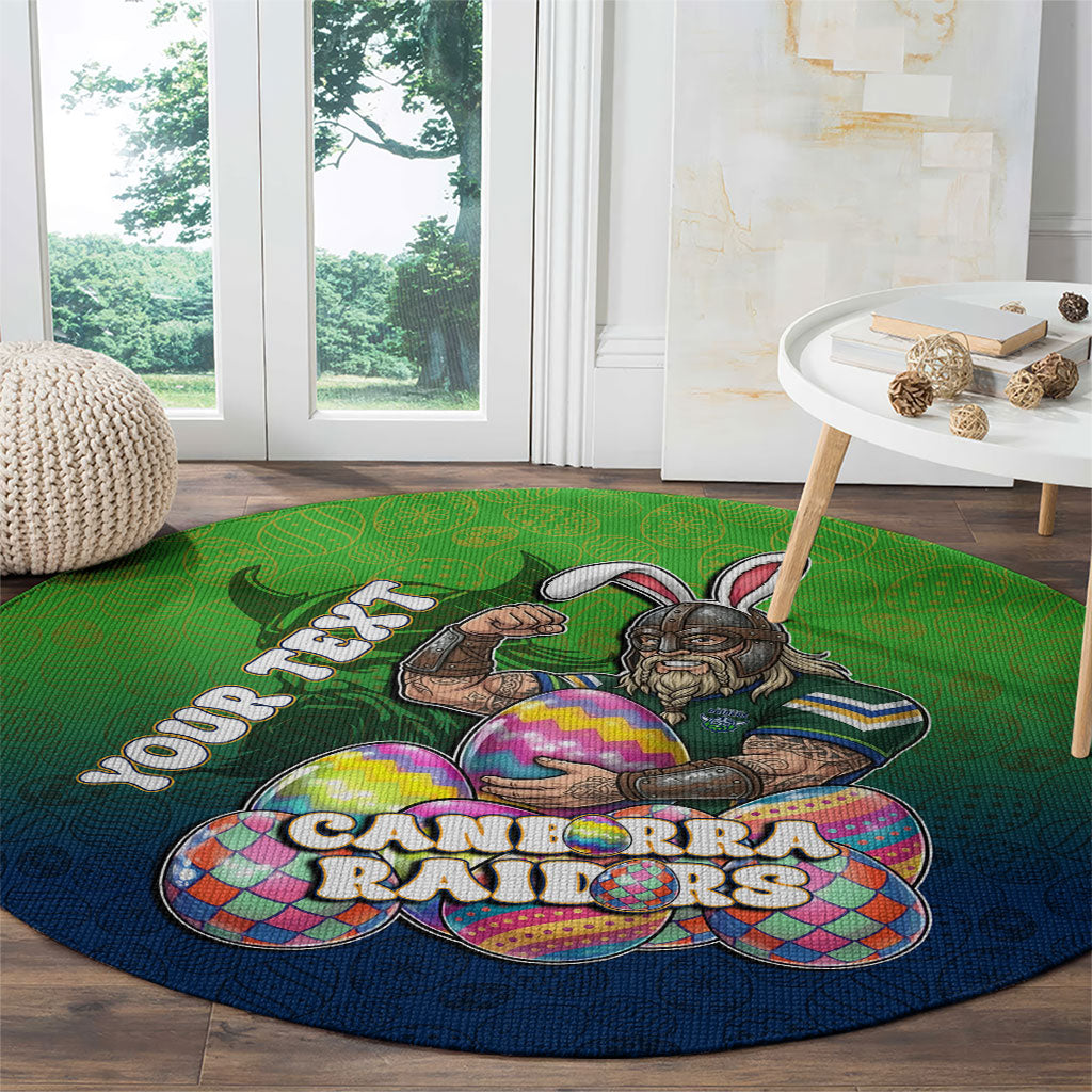 Personalized Canberra Raiders Round Carpet Easter Mascot - Colorful Eggs Cartoon Style