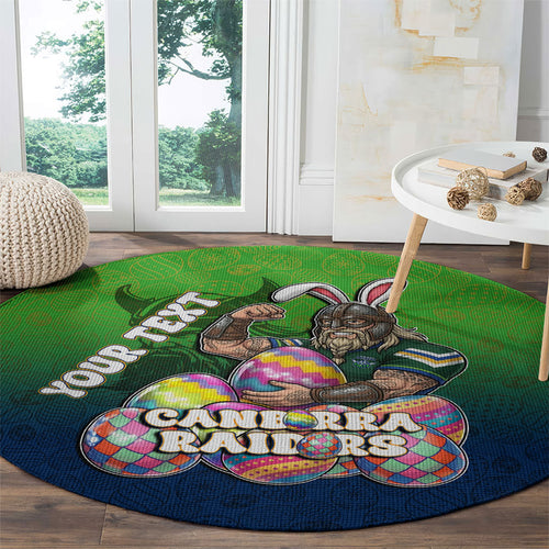 Personalized Canberra Raiders Round Carpet Easter Mascot - Colorful Eggs Cartoon Style
