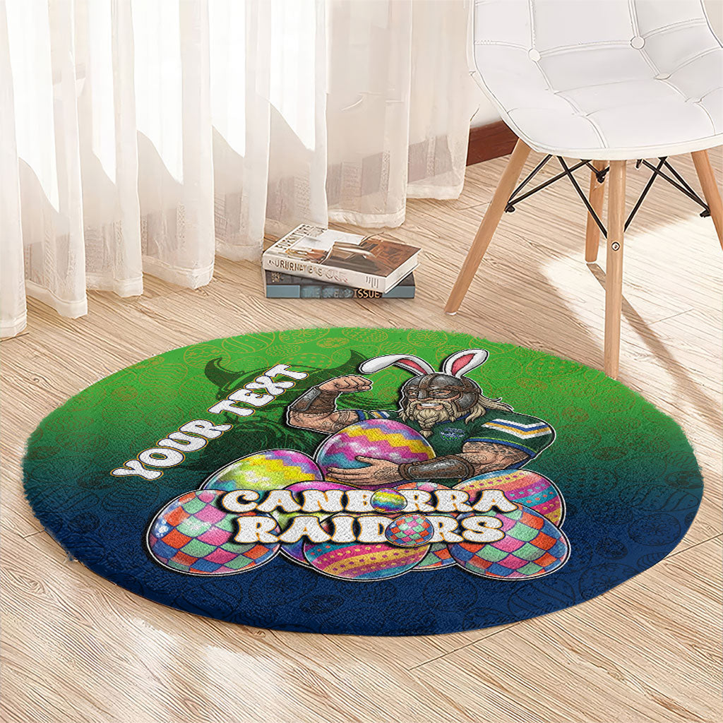 Personalized Canberra Raiders Round Carpet Easter Mascot - Colorful Eggs Cartoon Style