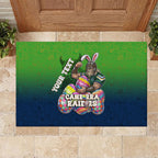 Personalized Canberra Raiders Rubber Doormat Easter Mascot - Colorful Eggs Cartoon Style