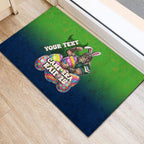 Personalized Canberra Raiders Rubber Doormat Easter Mascot - Colorful Eggs Cartoon Style