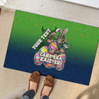 Personalized Canberra Raiders Rubber Doormat Easter Mascot - Colorful Eggs Cartoon Style