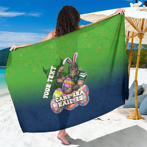 Personalized Canberra Raiders Sarong Easter Mascot - Colorful Eggs Cartoon Style