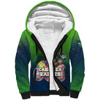 Personalized Canberra Raiders Sherpa Hoodie Easter Mascot - Colorful Eggs Cartoon Style