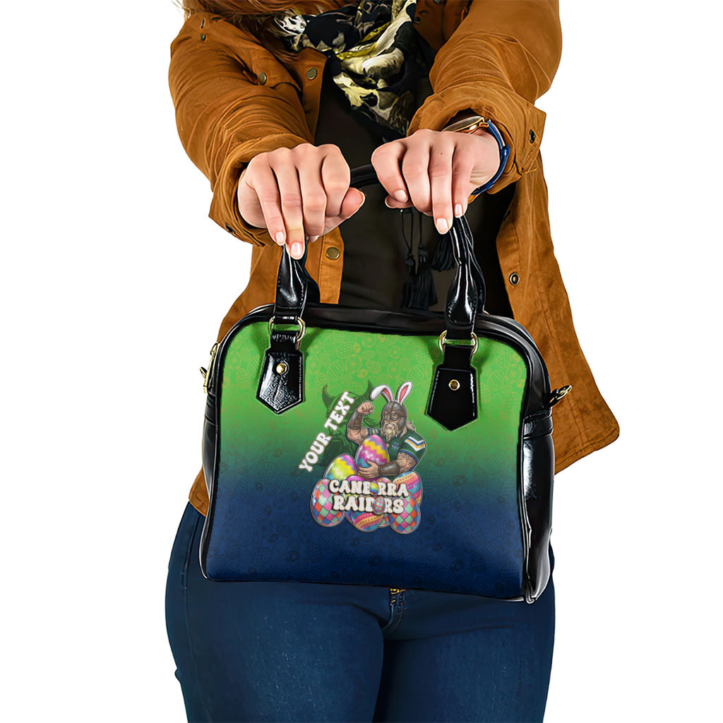 Personalized Canberra Raiders Shoulder Handbag Easter Mascot - Colorful Eggs Cartoon Style