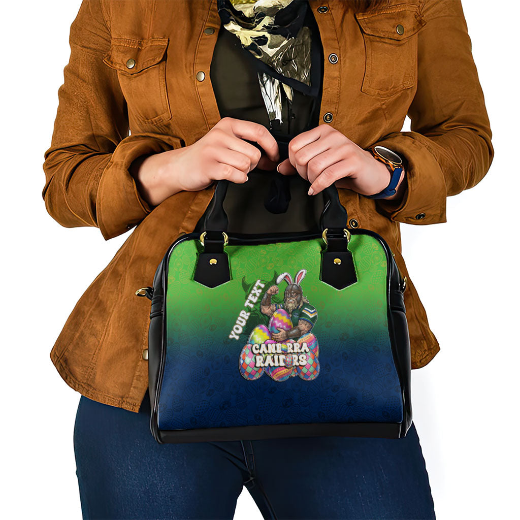 Personalized Canberra Raiders Shoulder Handbag Easter Mascot - Colorful Eggs Cartoon Style