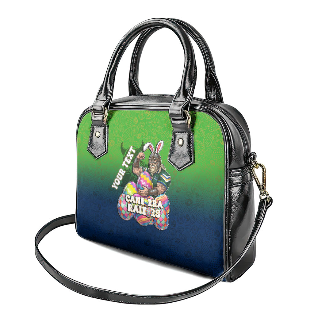 Personalized Canberra Raiders Shoulder Handbag Easter Mascot - Colorful Eggs Cartoon Style