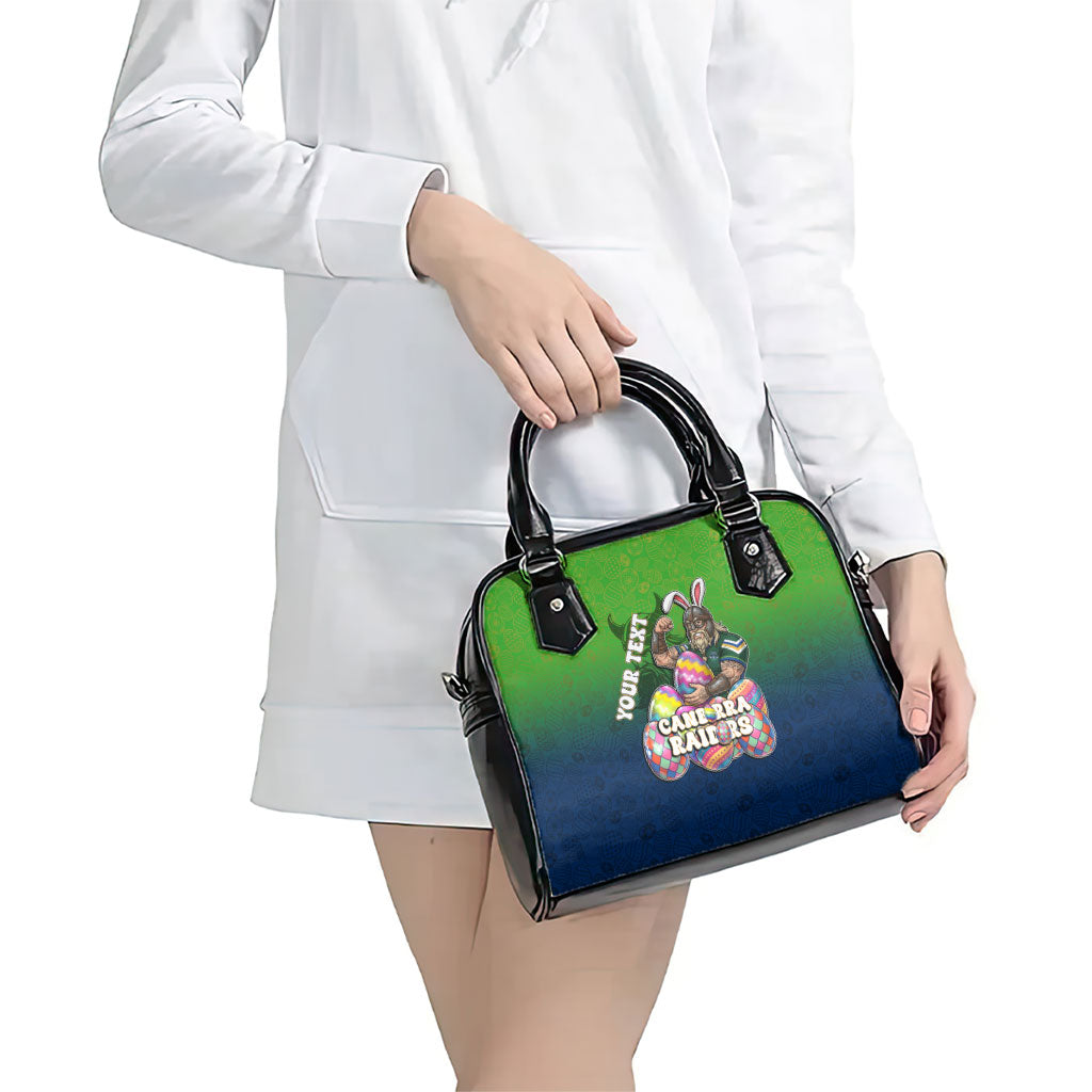 Personalized Canberra Raiders Shoulder Handbag Easter Mascot - Colorful Eggs Cartoon Style
