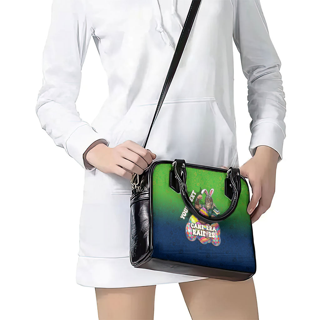 Personalized Canberra Raiders Shoulder Handbag Easter Mascot - Colorful Eggs Cartoon Style