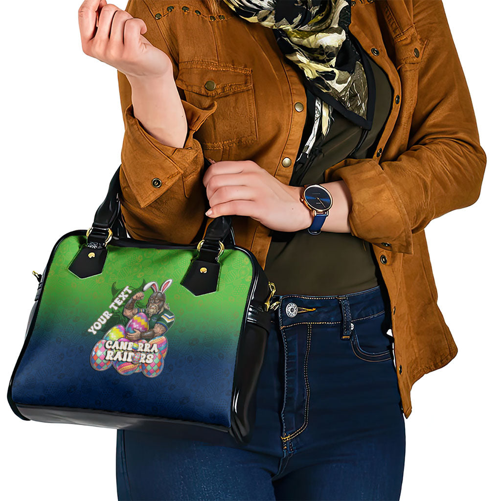 Personalized Canberra Raiders Shoulder Handbag Easter Mascot - Colorful Eggs Cartoon Style