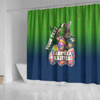 Personalized Canberra Raiders Shower Curtain Easter Mascot - Colorful Eggs Cartoon Style