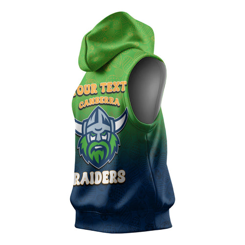 Personalized Canberra Raiders Sleeveless Hoodie Easter Mascot - Colorful Eggs Cartoon Style