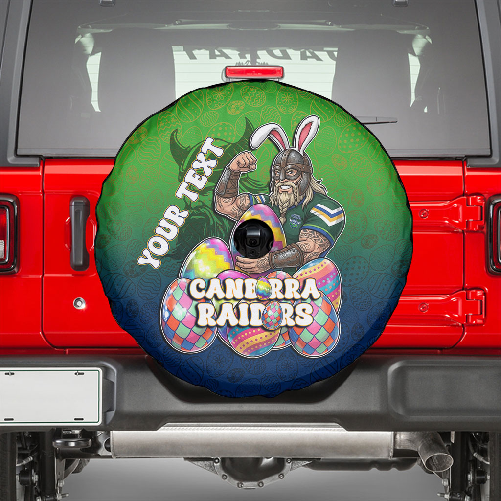 Personalized Canberra Raiders Spare Tire Cover Easter Mascot - Colorful Eggs Cartoon Style