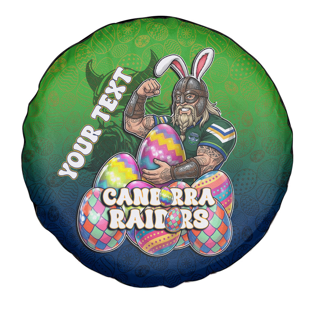Personalized Canberra Raiders Spare Tire Cover Easter Mascot - Colorful Eggs Cartoon Style