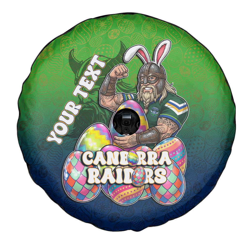 Personalized Canberra Raiders Spare Tire Cover Easter Mascot - Colorful Eggs Cartoon Style