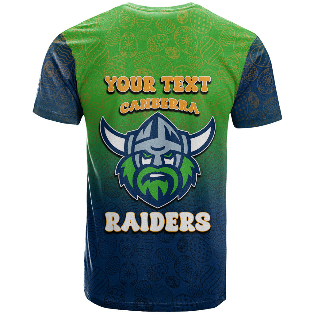 Personalized Canberra Raiders T Shirt Easter Mascot - Colorful Eggs Cartoon Style