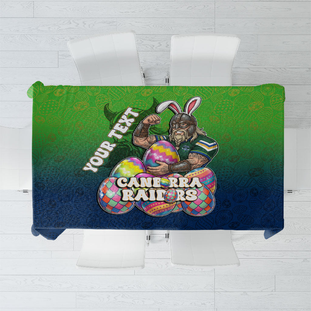 Personalized Canberra Raiders Tablecloth Easter Mascot - Colorful Eggs Cartoon Style