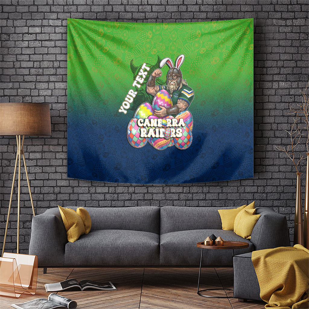 Personalized Canberra Raiders Tapestry Easter Mascot - Colorful Eggs Cartoon Style