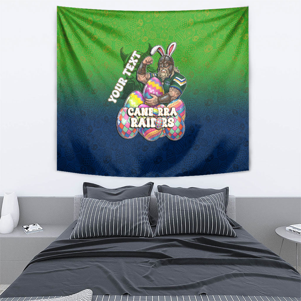 Personalized Canberra Raiders Tapestry Easter Mascot - Colorful Eggs Cartoon Style