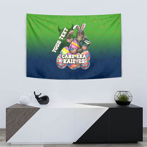 Personalized Canberra Raiders Tapestry Easter Mascot - Colorful Eggs Cartoon Style