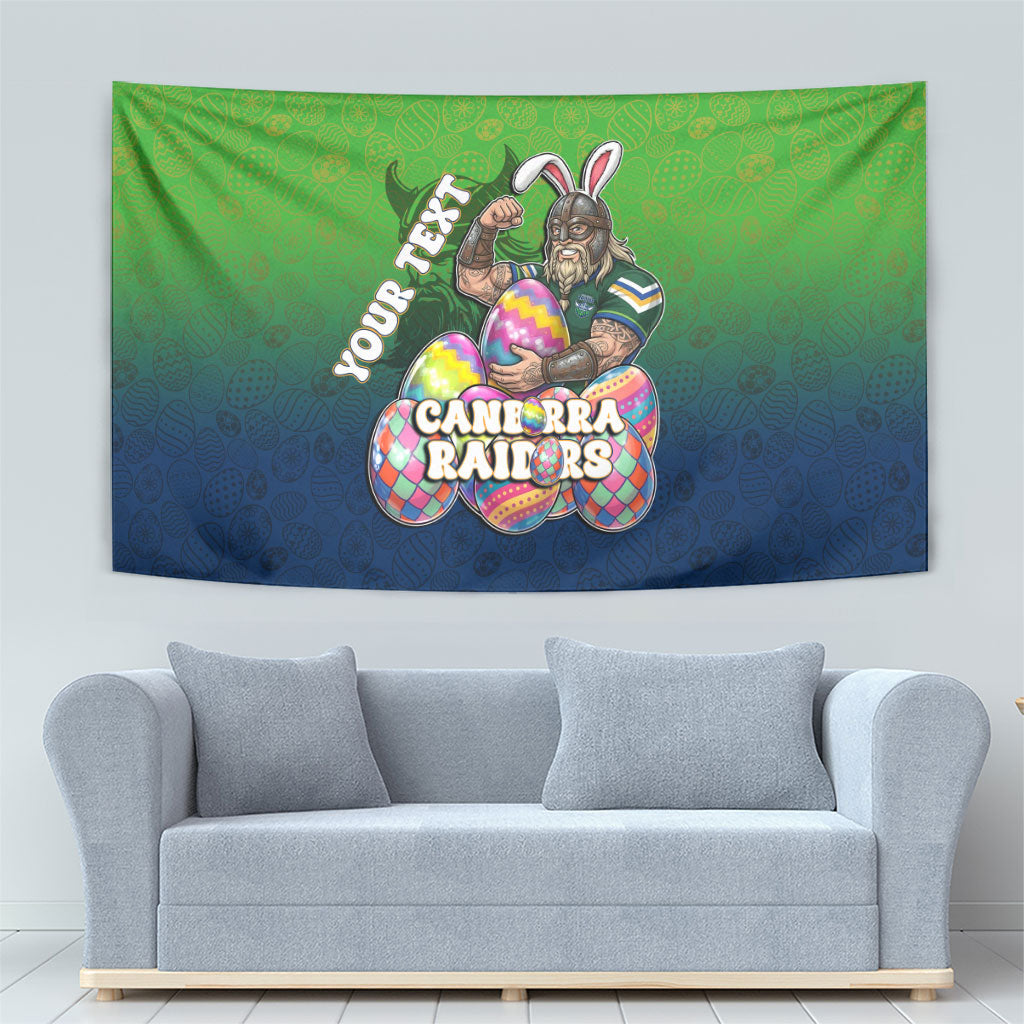 Personalized Canberra Raiders Tapestry Easter Mascot - Colorful Eggs Cartoon Style