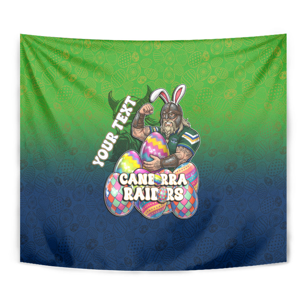 Personalized Canberra Raiders Tapestry Easter Mascot - Colorful Eggs Cartoon Style