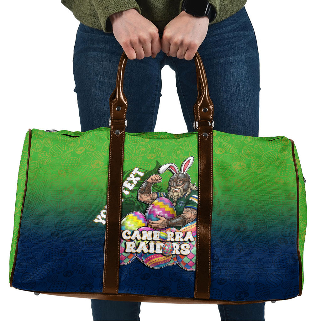 Personalized Canberra Raiders Travel Bag Easter Mascot - Colorful Eggs Cartoon Style