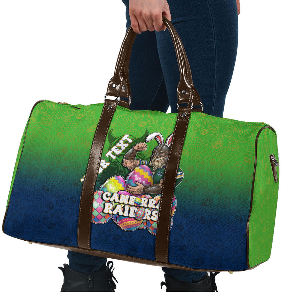 Personalized Canberra Raiders Travel Bag Easter Mascot - Colorful Eggs Cartoon Style