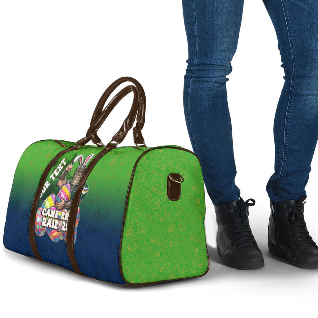 Personalized Canberra Raiders Travel Bag Easter Mascot - Colorful Eggs Cartoon Style