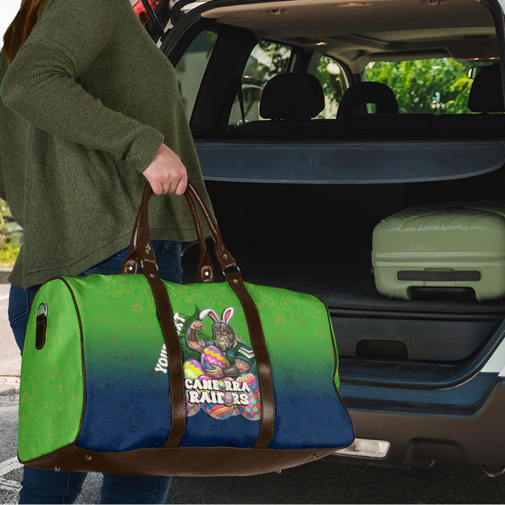 Personalized Canberra Raiders Travel Bag Easter Mascot - Colorful Eggs Cartoon Style