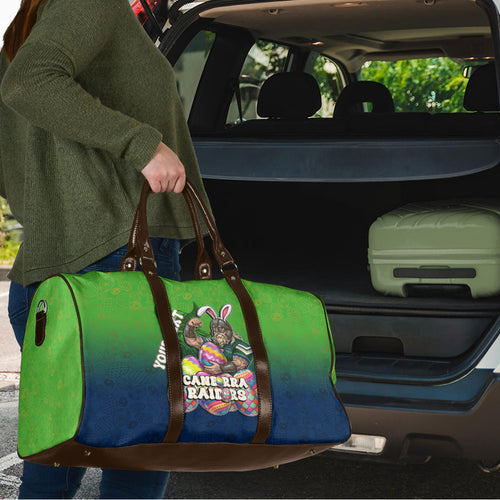 Personalized Canberra Raiders Travel Bag Easter Mascot - Colorful Eggs Cartoon Style