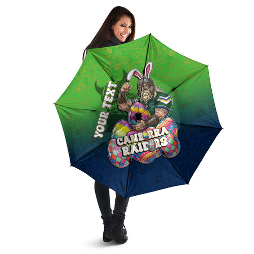 Personalized Canberra Raiders Umbrella Easter Mascot - Colorful Eggs Cartoon Style