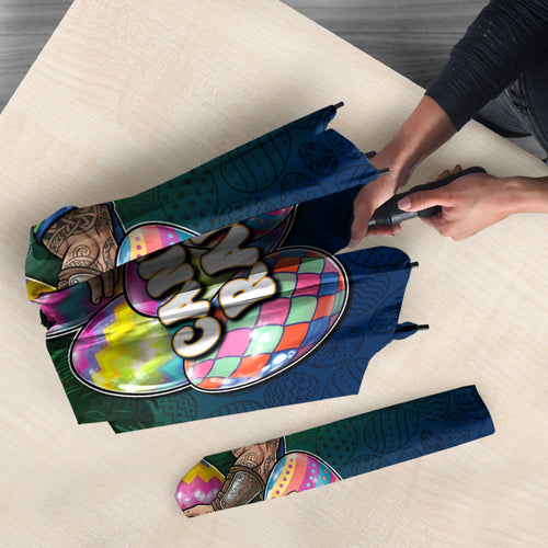 Personalized Canberra Raiders Umbrella Easter Mascot - Colorful Eggs Cartoon Style