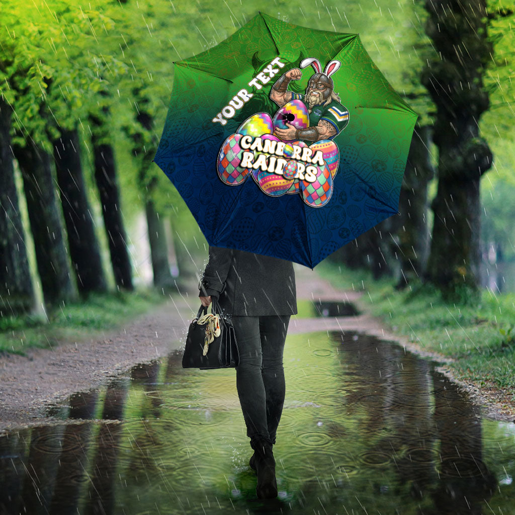 Personalized Canberra Raiders Umbrella Easter Mascot - Colorful Eggs Cartoon Style