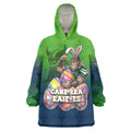Personalized Canberra Raiders Wearable Blanket Hoodie Easter Mascot - Colorful Eggs Cartoon Style