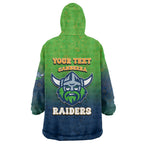 Personalized Canberra Raiders Wearable Blanket Hoodie Easter Mascot - Colorful Eggs Cartoon Style
