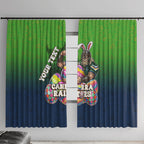 Personalized Canberra Raiders Window Curtain Easter Mascot - Colorful Eggs Cartoon Style
