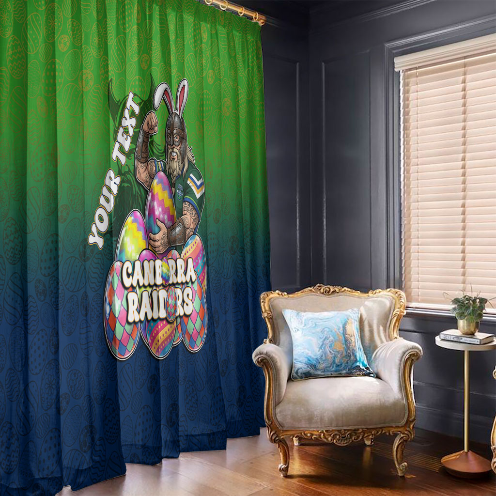 Personalized Canberra Raiders Window Curtain Easter Mascot - Colorful Eggs Cartoon Style