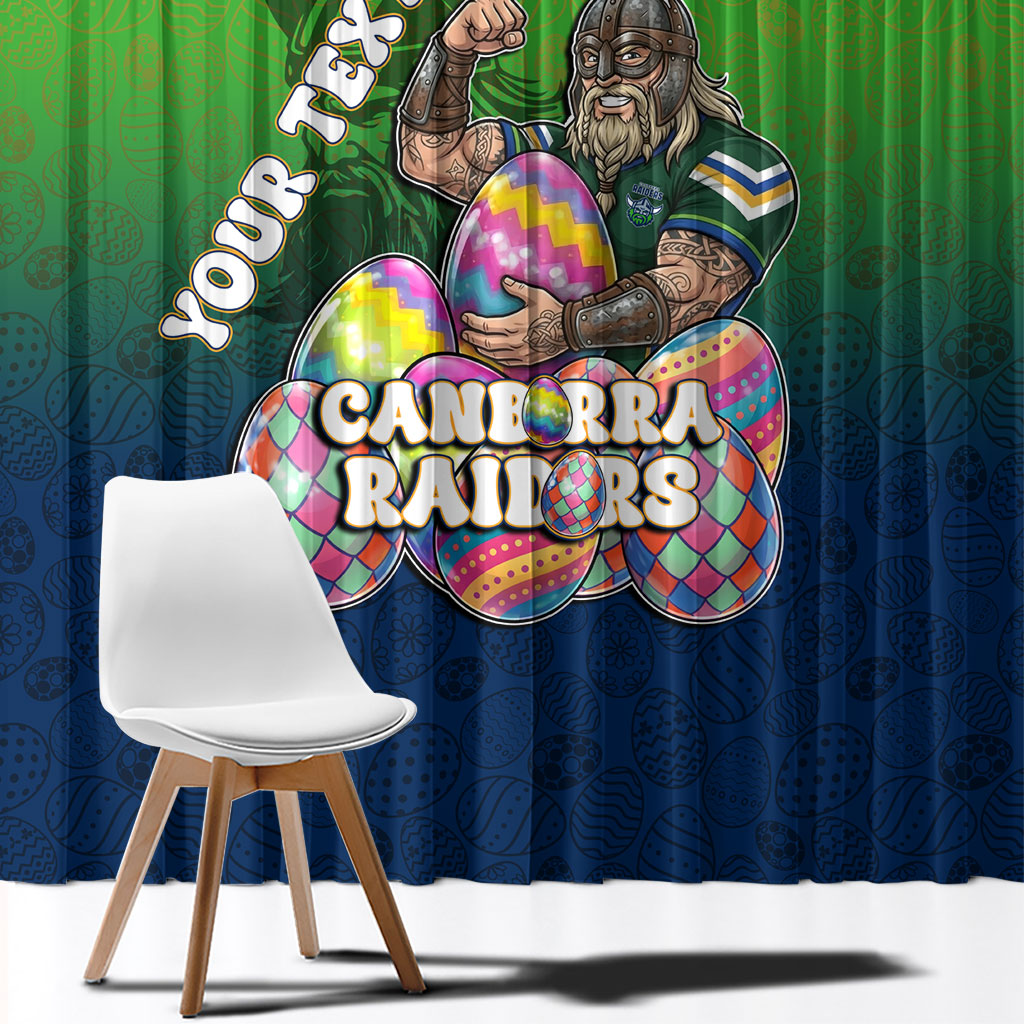 Personalized Canberra Raiders Window Curtain Easter Mascot - Colorful Eggs Cartoon Style