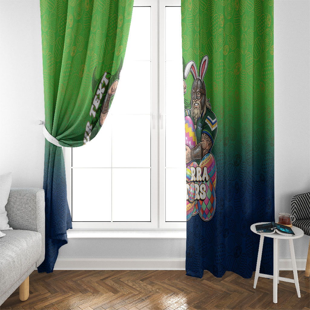 Personalized Canberra Raiders Window Curtain Easter Mascot - Colorful Eggs Cartoon Style