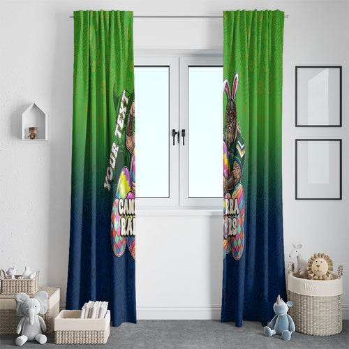 Personalized Canberra Raiders Window Curtain Easter Mascot - Colorful Eggs Cartoon Style