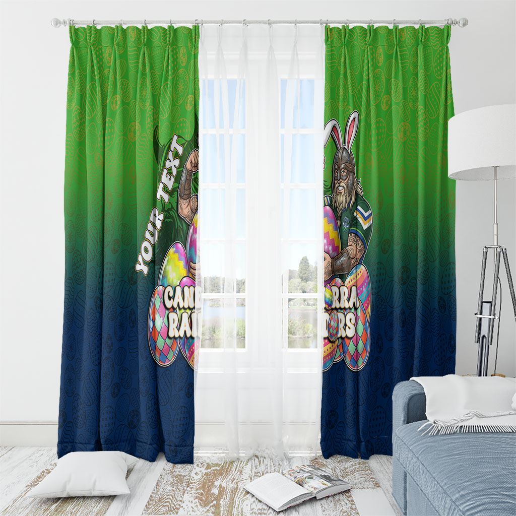 Personalized Canberra Raiders Window Curtain Easter Mascot - Colorful Eggs Cartoon Style