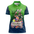 Personalized Canberra Raiders Women Polo Shirt Easter Mascot - Colorful Eggs Cartoon Style