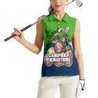 Personalized Canberra Raiders Women Sleeveless Polo Shirt Easter Mascot - Colorful Eggs Cartoon Style